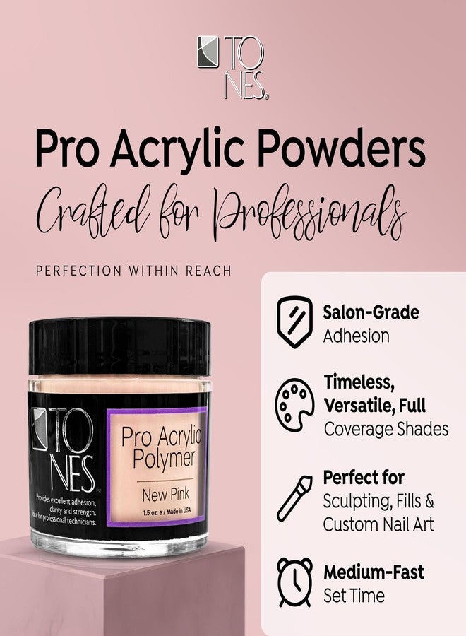 Tones Pro Acrylic Nail Powder, New Pink (Fresh Peach-Toned Pink), (1.5 Fl Oz) - Long-Lasting & Non-Yellowing Polymer for Salon Quality Nail Extensions & 3D Art - Image 2
